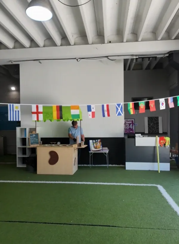 Puesto de helado en un cumpleaños de fútbol en Las Rozas